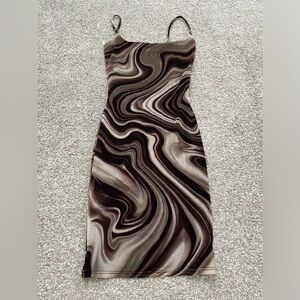 Brown Swirl Mini Dress